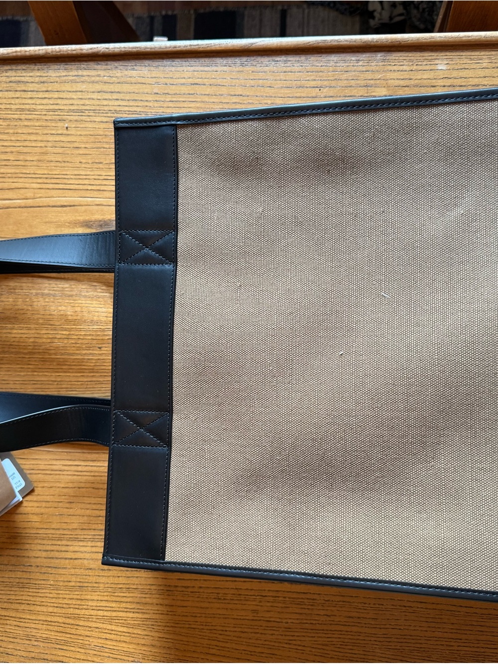 Burberry Tan Canvas with Black Leather Pocket Tote - Picture 4 of 5